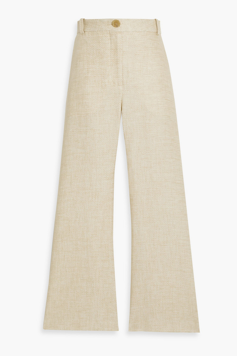 by malene birger - caras linen-blend canvas flared pants - neutral - de 34