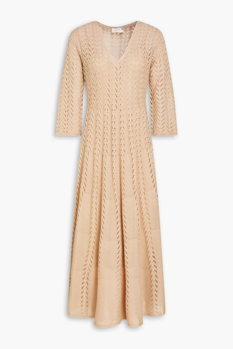 zimmermann - pointelle-knit midi dress - neutral - 00