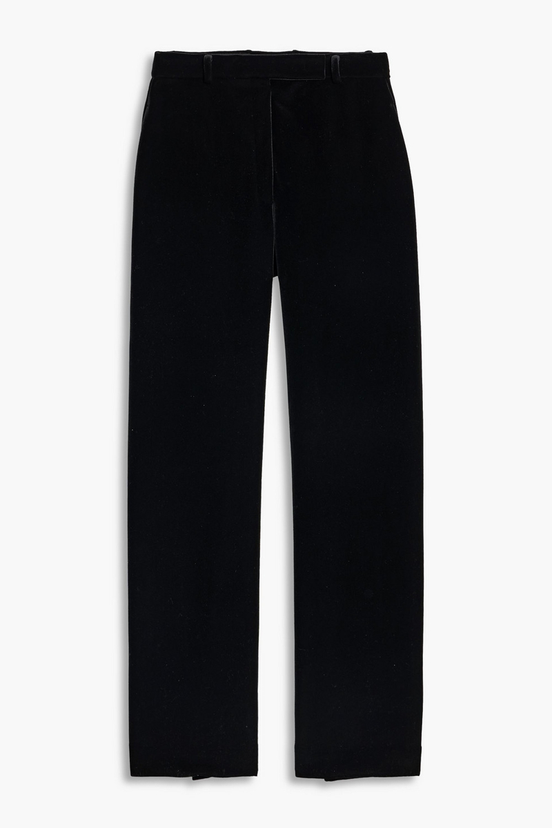 sportmax - arte velour wide-leg pants - black - s