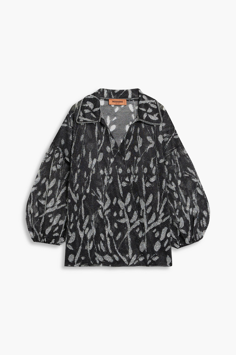 Missoni - Metallic crochet-knit shirt - Black - IT 40