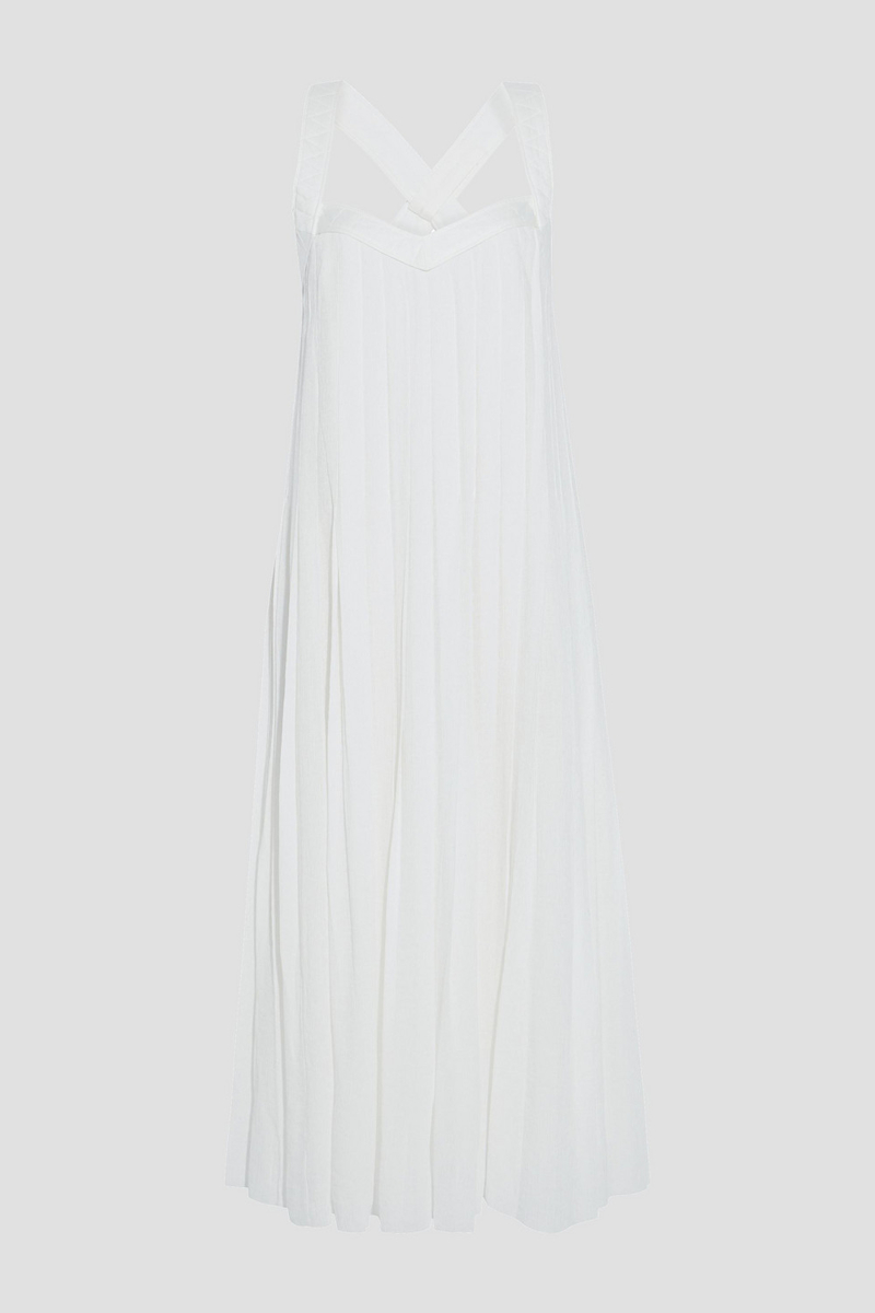 rag & bone - Sabine lace-up pleated crinkled-chiffon midi dress - White - US 8