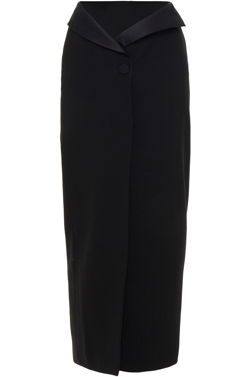 Alexander Wang - Satin-trimmed wool-blend twill maxi skirt - Black - US 6