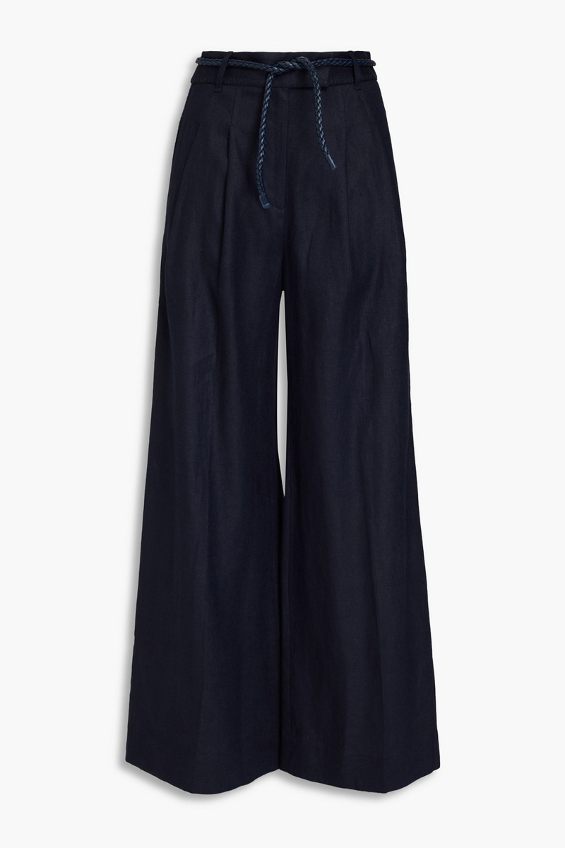 zimmermann - linen wide-leg pants - blue - 4