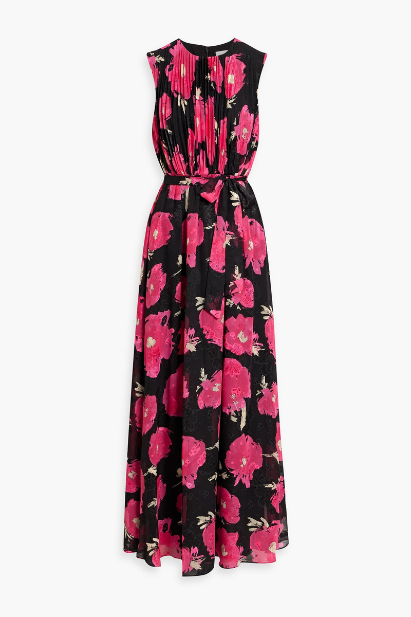 mikael aghal - floral-print fil coupé chiffon maxi dress - pink - us 6