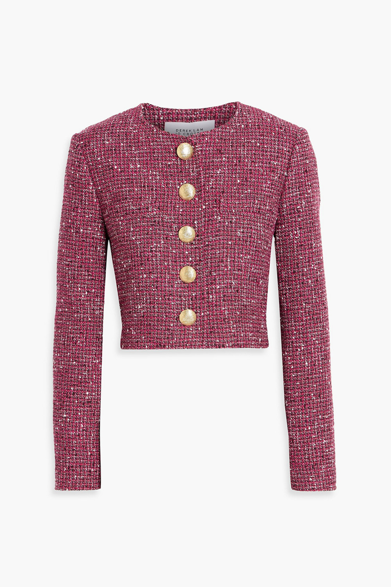 derek lam 10 crosby - juliette cropped tweed jacket - purple - us 0