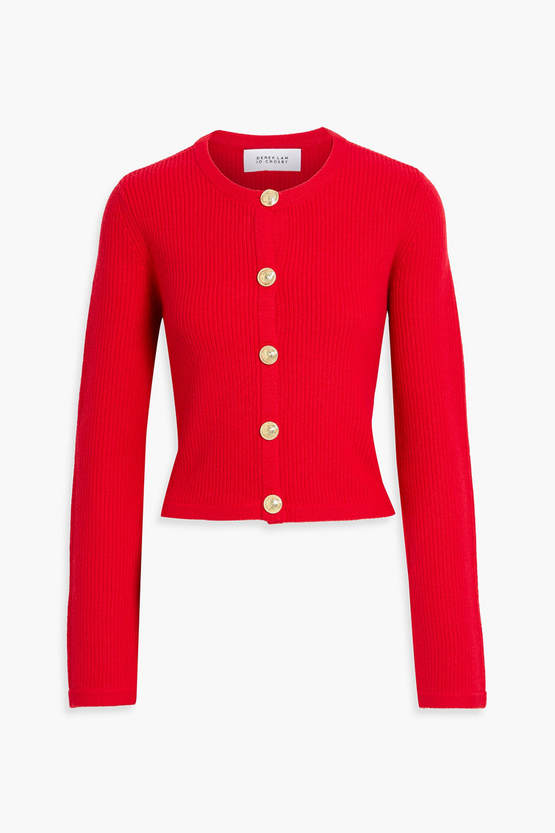 derek lam 10 crosby - nebula ribbed wool-blend cardigan - red - xs