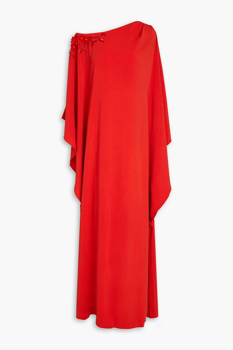 marchesa notte - off-the-shoulder embellished crepe gown - red - us 0