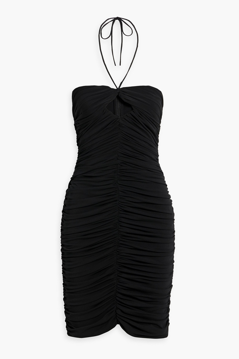 Magda Butrym - Ruched cutout stretch-jersey halterneck mini dress - Black - FR 34