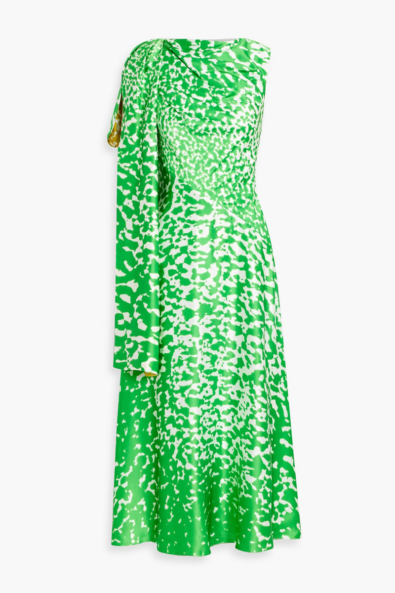 roksanda - arista draped printed silk-satin midi dress - green - uk 8