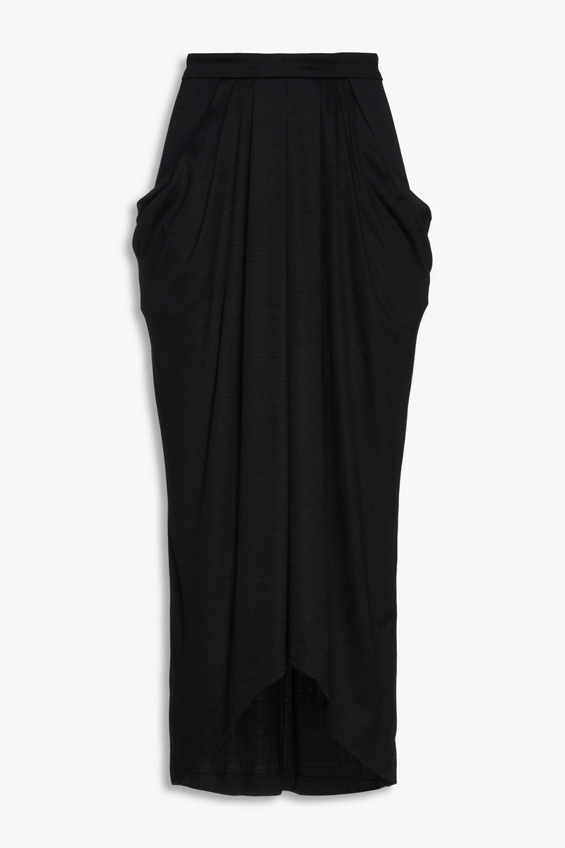 Isabel Marant - Ginkao pleated draped wool-jersey midi skirt - Black - FR 34