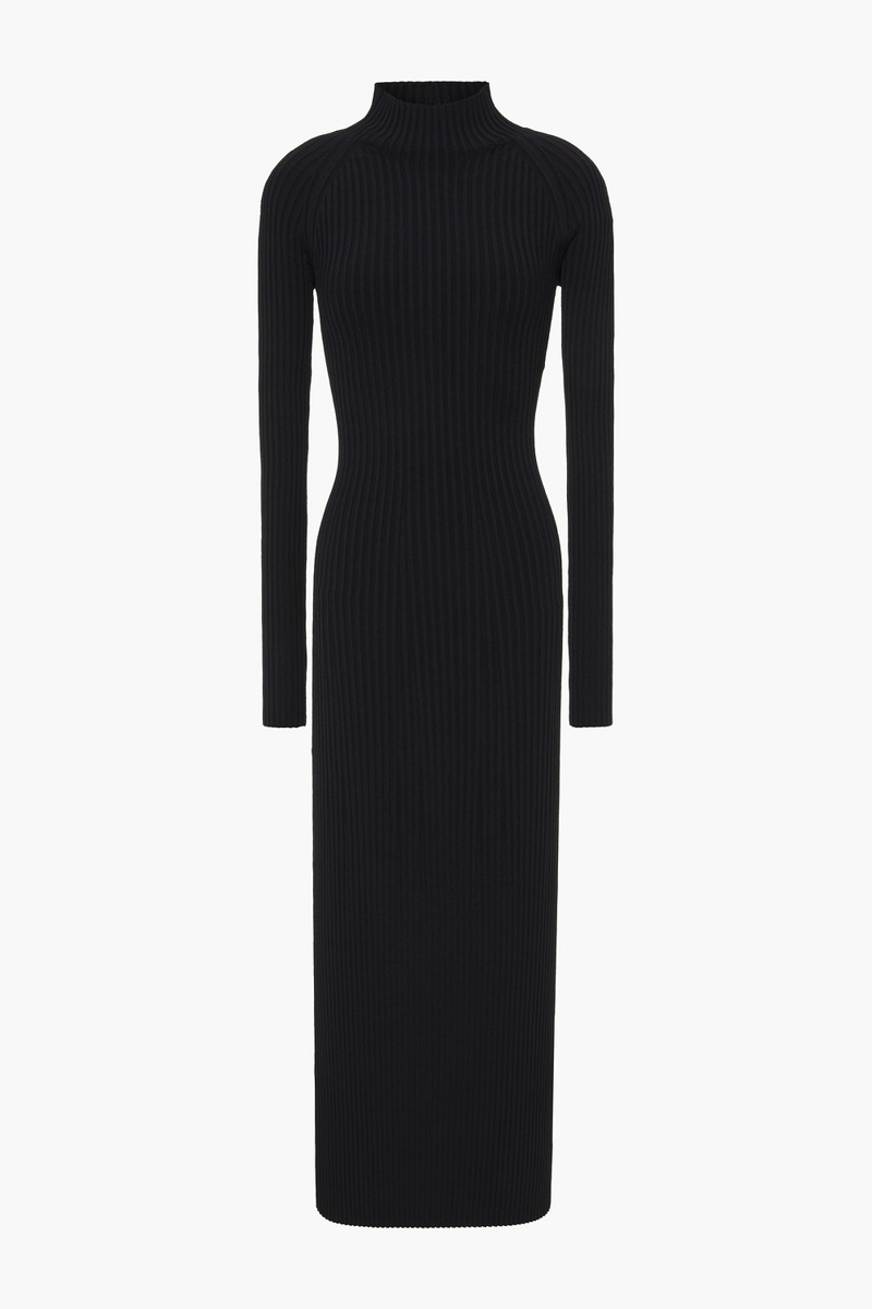 dion lee - twist-back cutout ribbed jersey midi dress - black - uk 8