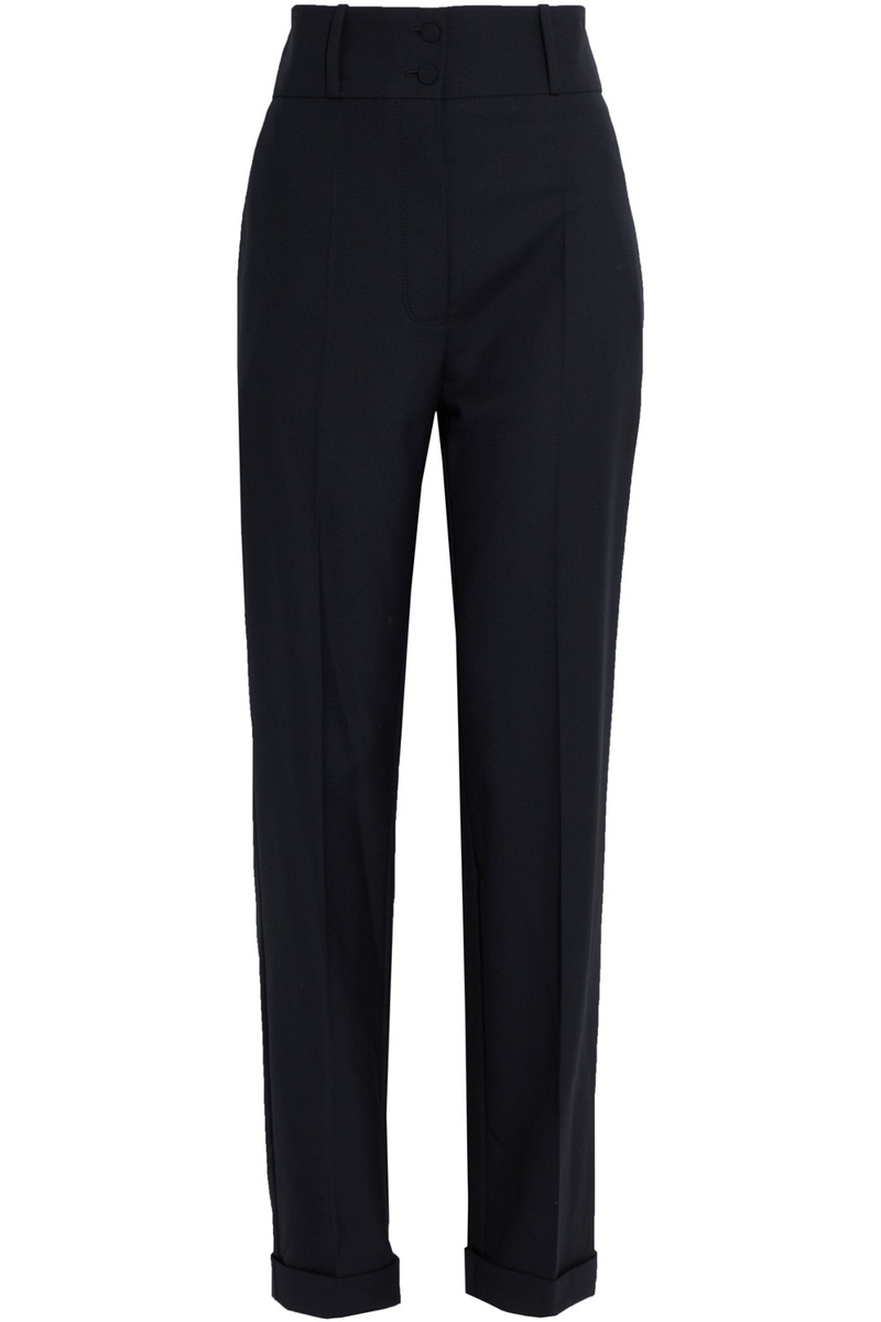 roksanda - medea grain de poudre wool tapered pants - black - uk 14