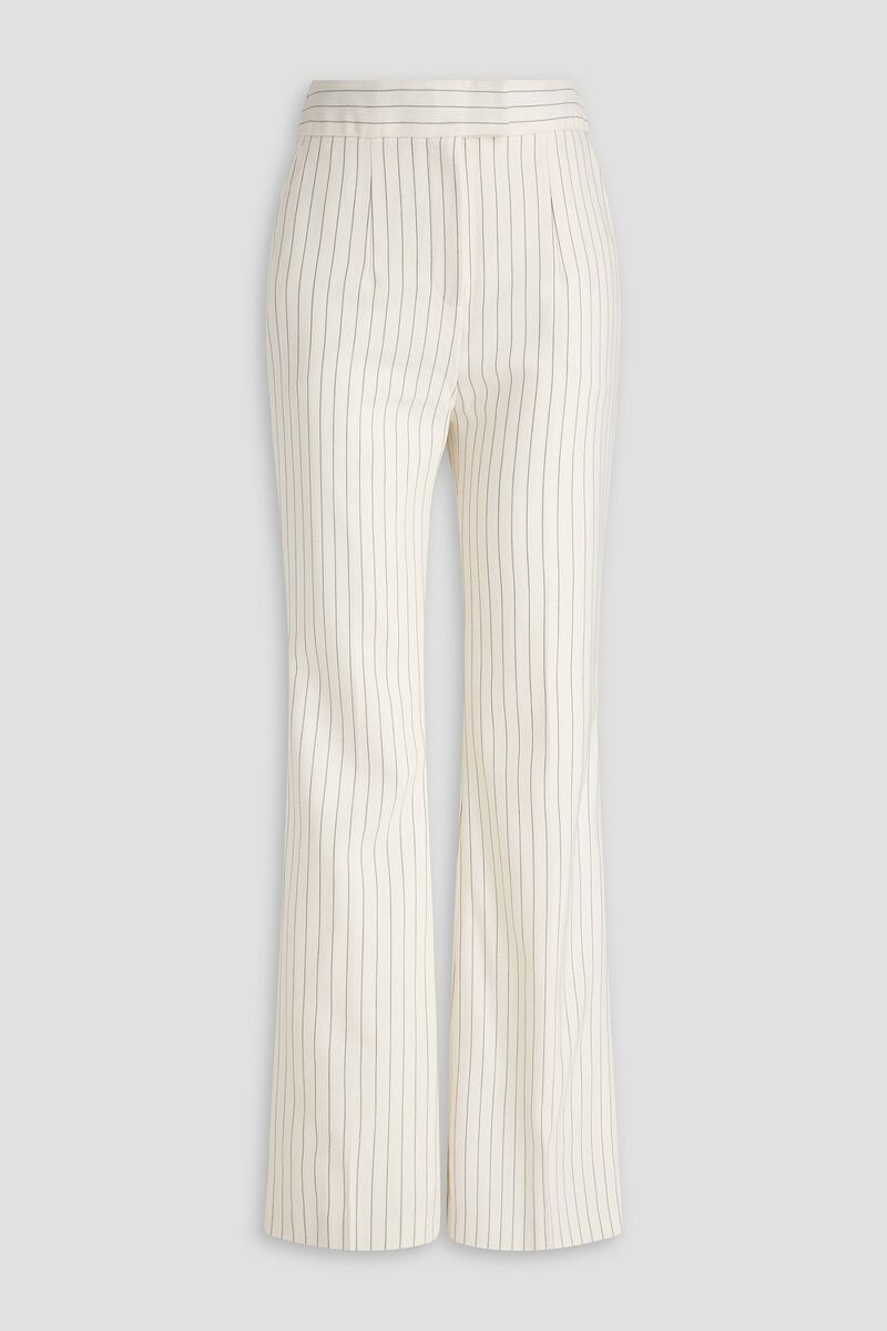 Galvan London - Pinstriped wool-blend flared pants - White - FR 38