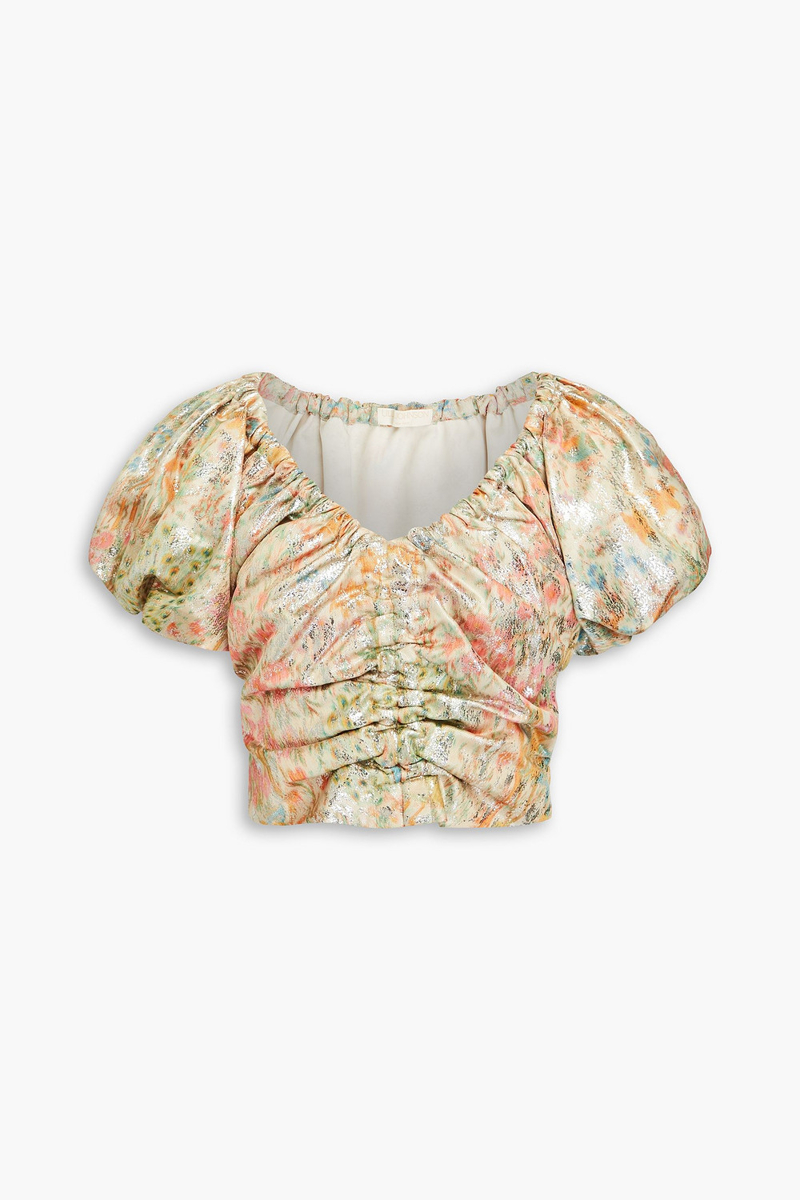 Ulla Johnson - Nerida cropped metallic floral-jacquard top - Neutral - US 12