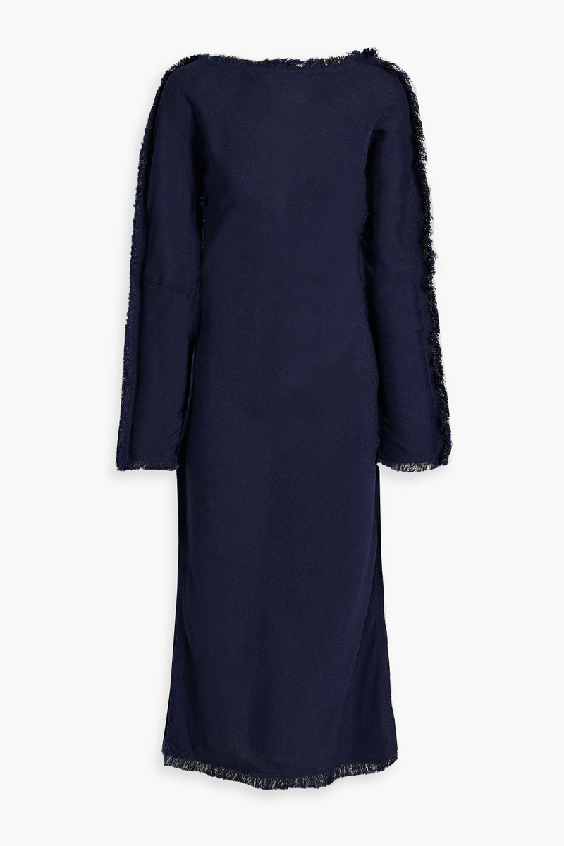 Marni - Frayed crepe midi dress - Blue - IT 42