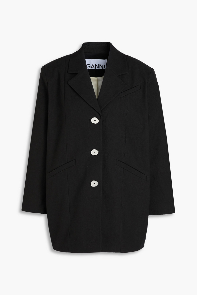 ganni - cotton blazer - black - xxs