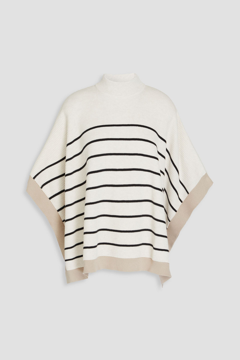brunello cucinelli - striped ribbed cotton sweater - white - s