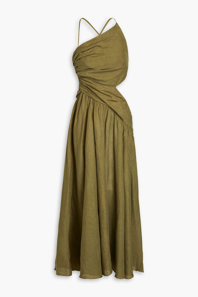 Zimmermann - Cutout linen midi dress - Green - 4