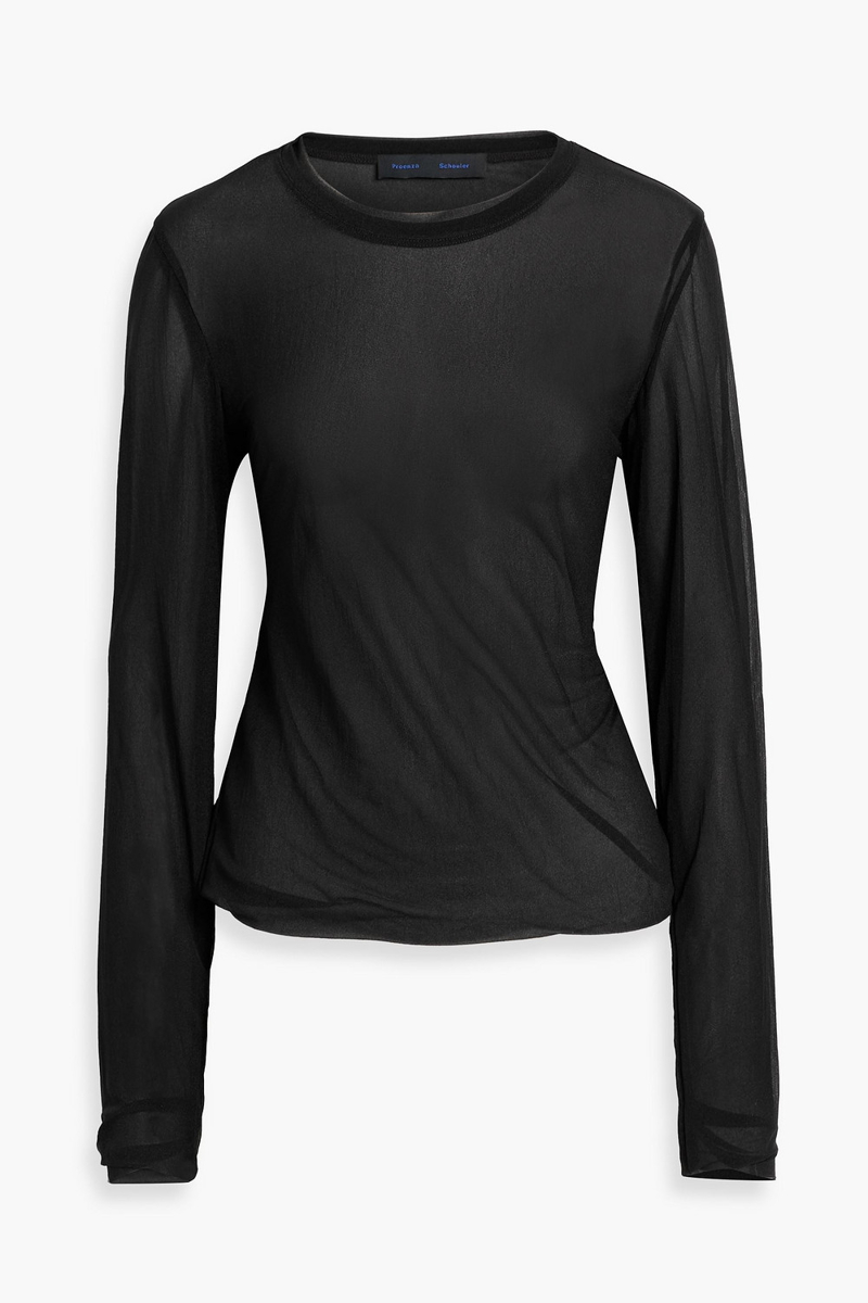 proenza schouler - dara chiffon top - black - m