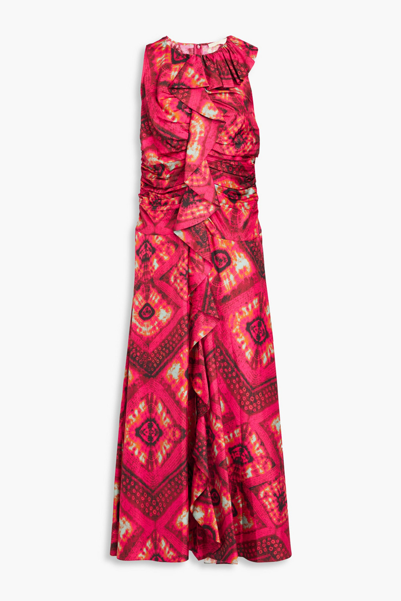 Ulla Johnson - Othella ruffled printed silk-twill midi dress - Pink - US 12