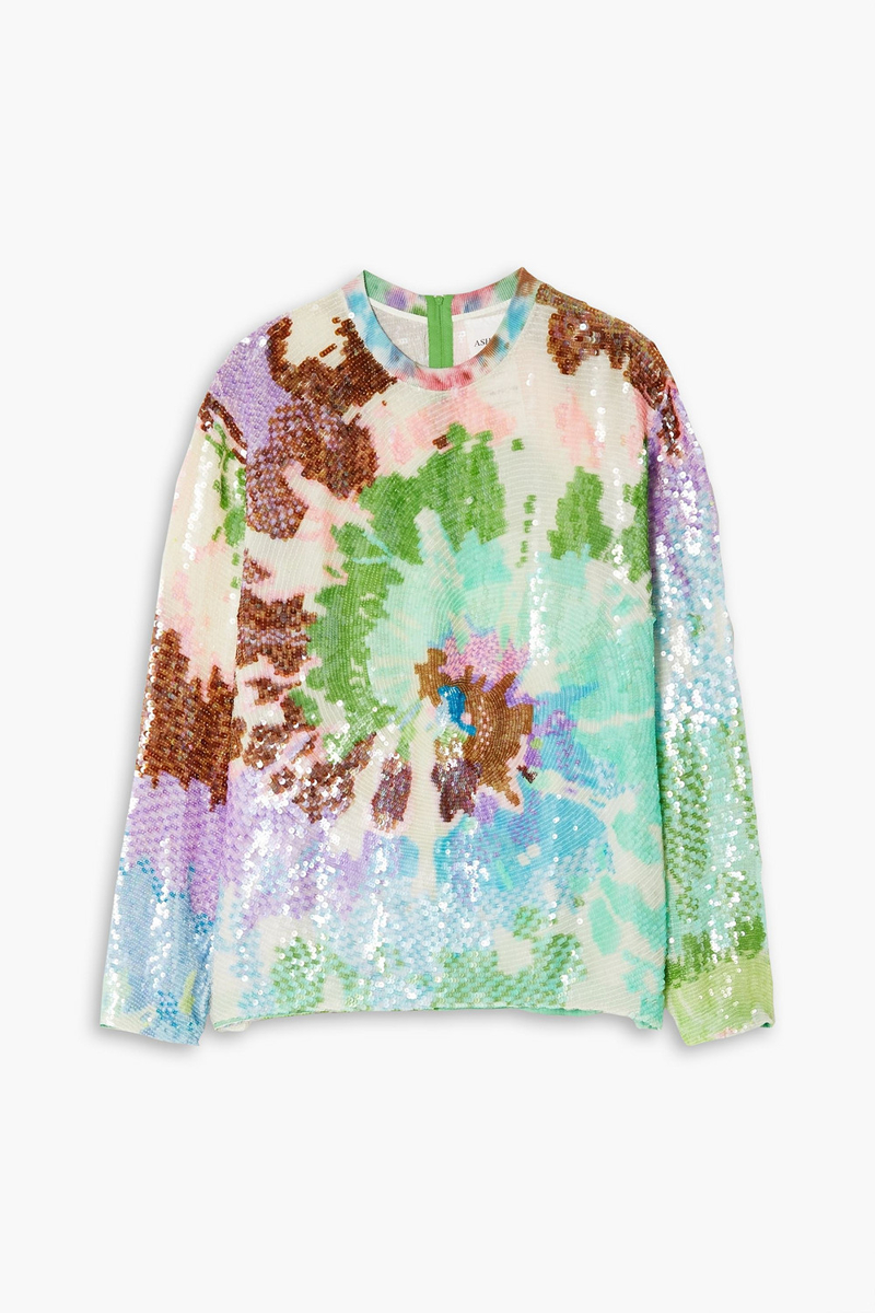 Ashish - Sequined georgette top - Green - S
