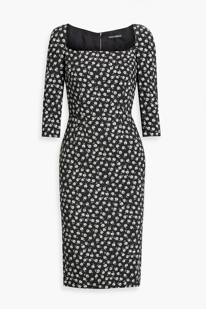 Dolce&Gabbana - Floral-print crepe dress - Black - IT 44