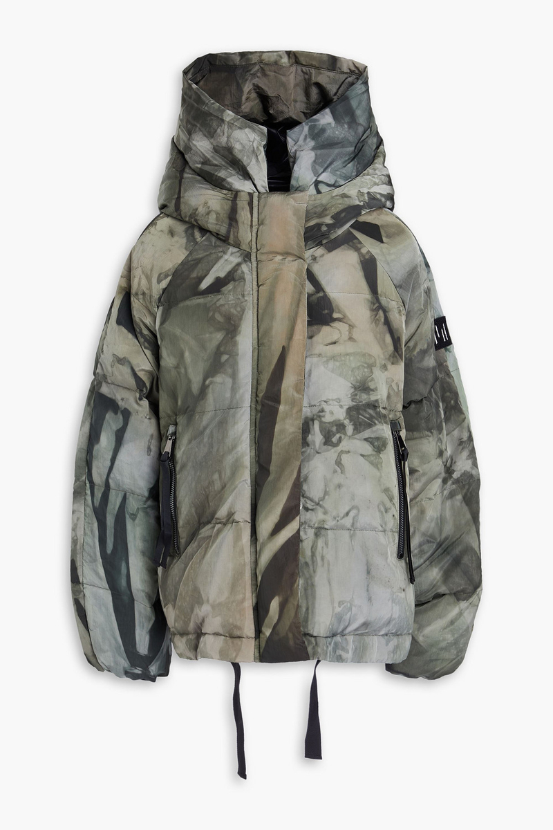holden - printed ripstop hooded down jacket - green - l/xl