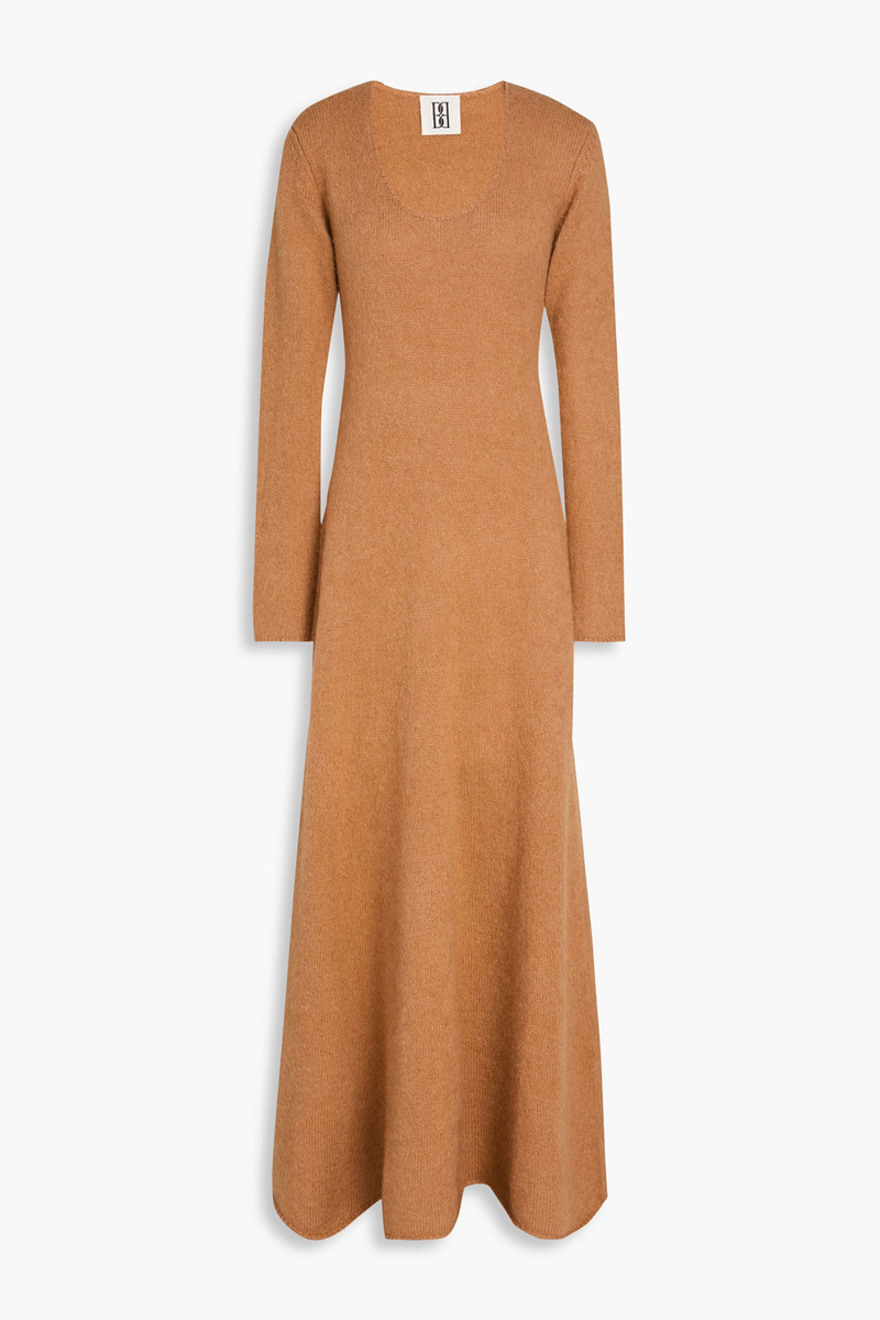 by malene birger - brinah brushed knitted midi dress - brown - s
