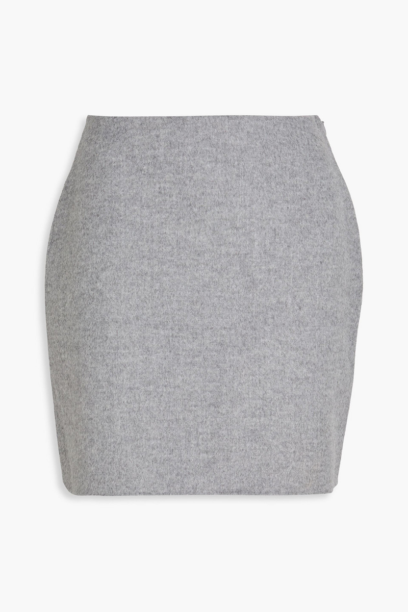 by malene birger - chambray brushed wool mini skirt - gray - de 36