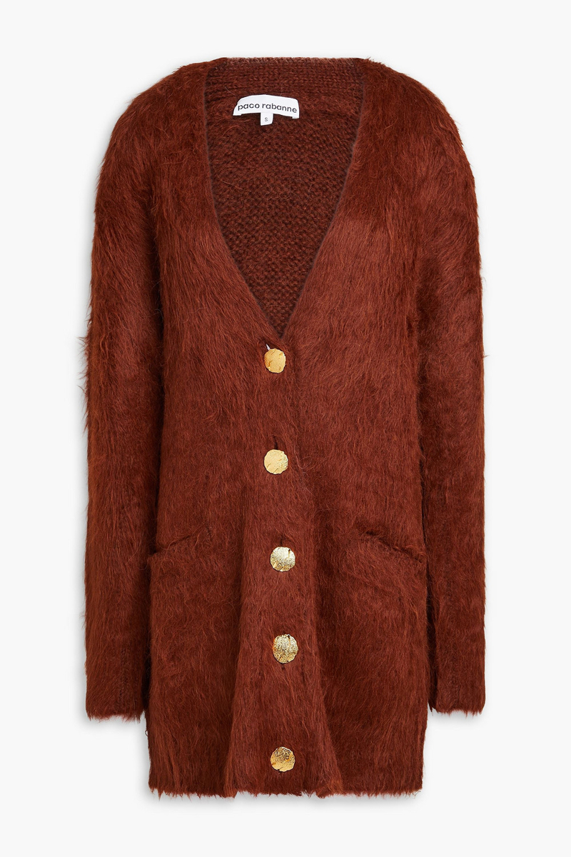 rabanne - brushed knitted cardigan - brown - m