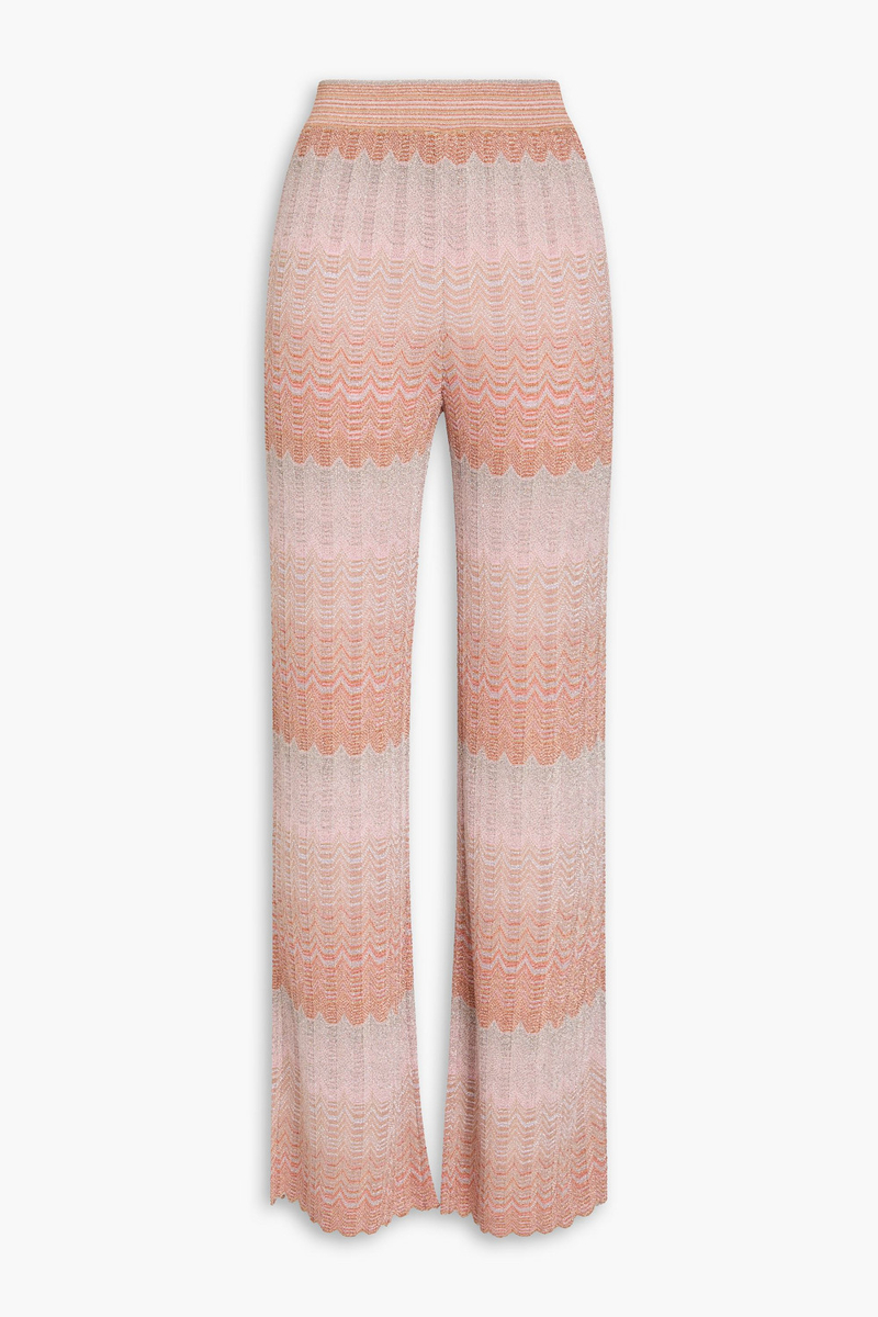 missoni - metallic crochet-knit flared pants - pink - it 38