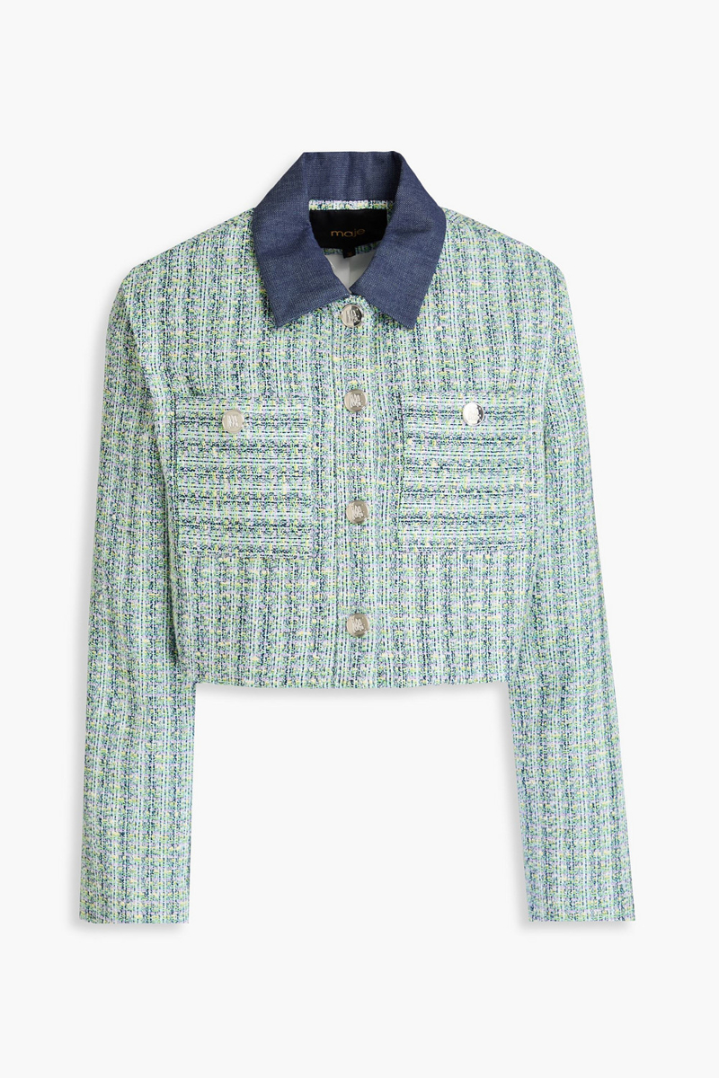 maje - cropped metallic tweed jacket - multicolor - fr 38