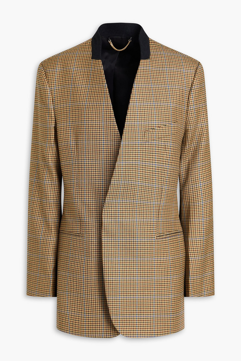 victoria beckham - houndstooth wool-tweed and grain de poudre blazer - neutral - uk 6
