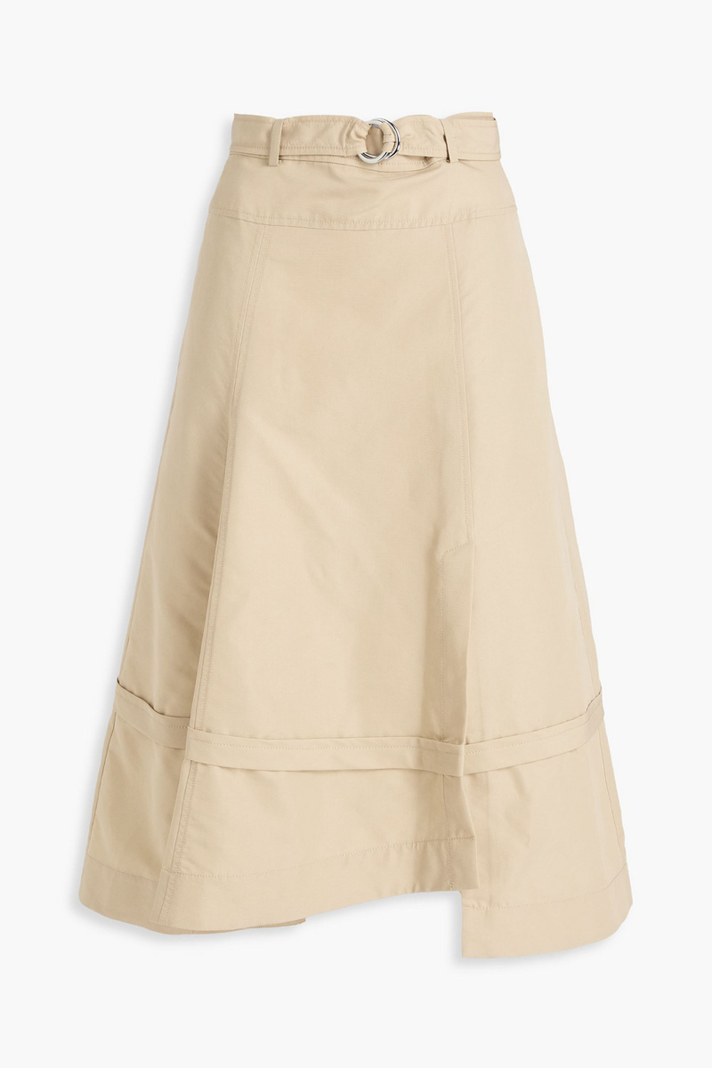 3.1 phillip lim - belted cotton-blend ottoman midi skirt - neutral - us 4