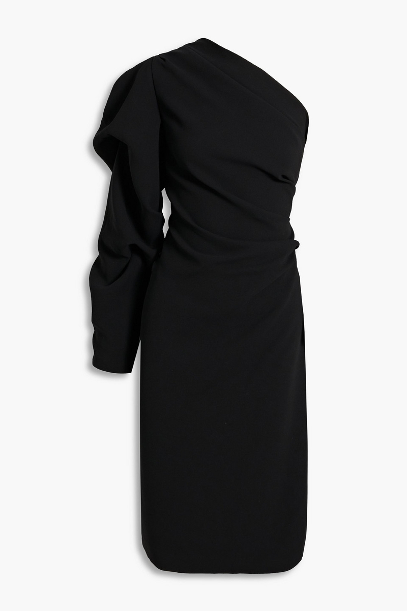 Dries Van Noten - One-sleeve ruched crepe dress - Black - FR 36