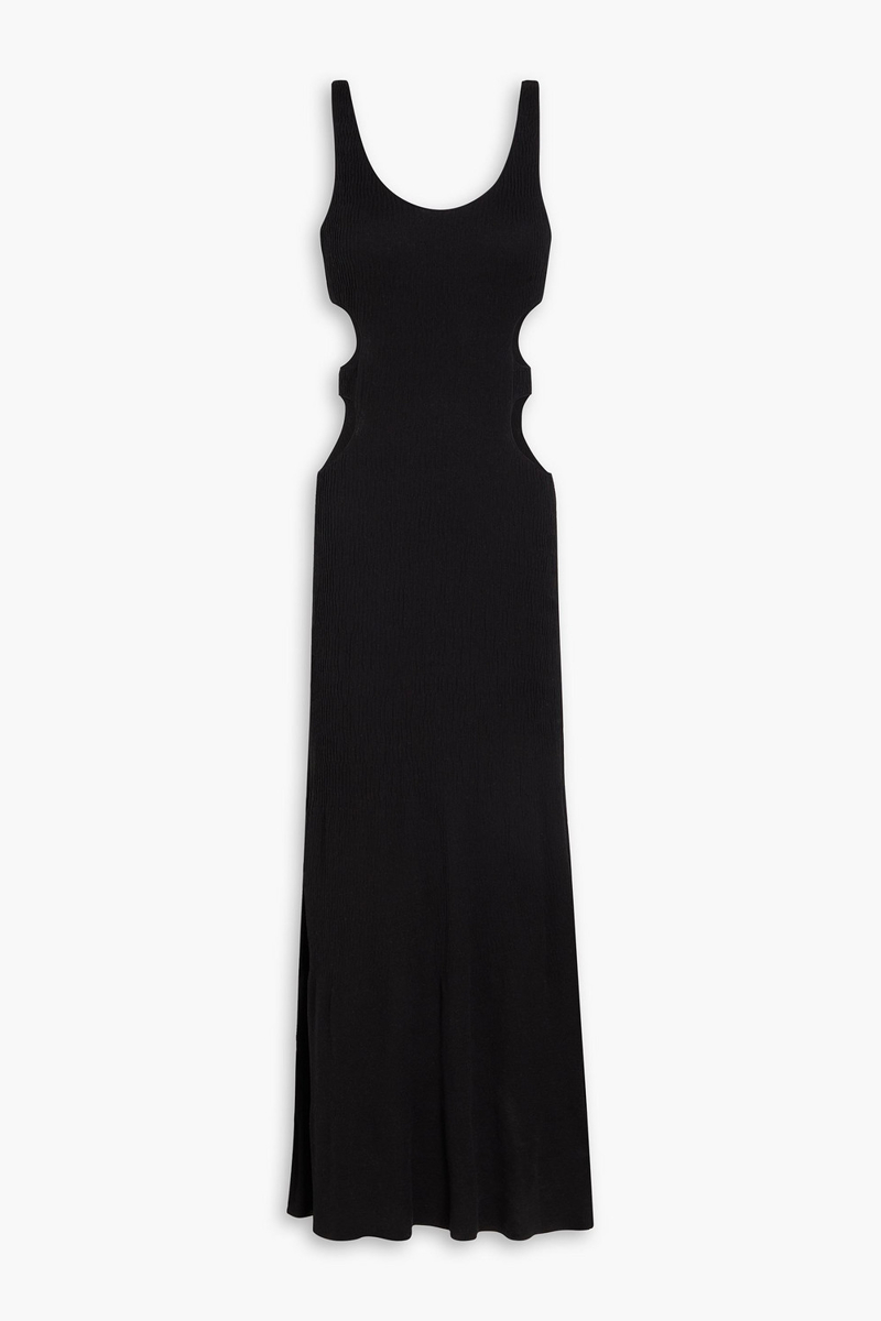 Chloé - Cutout crinkled silk-blend maxi dress - Black - L