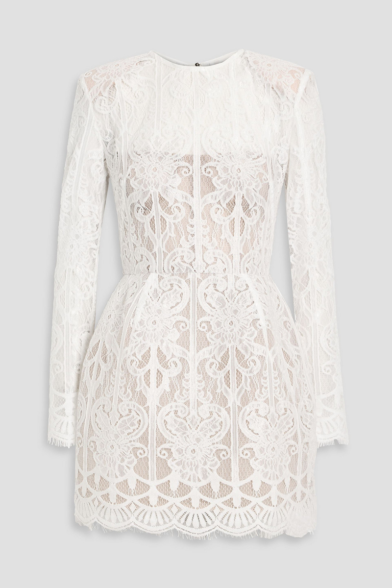 bronx and banco - casey scalloped lace mini dress - white - uk 8