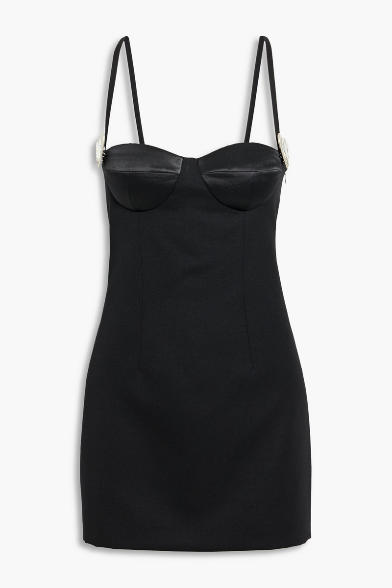 area - embellished wool-twill mini dress - black - us 6