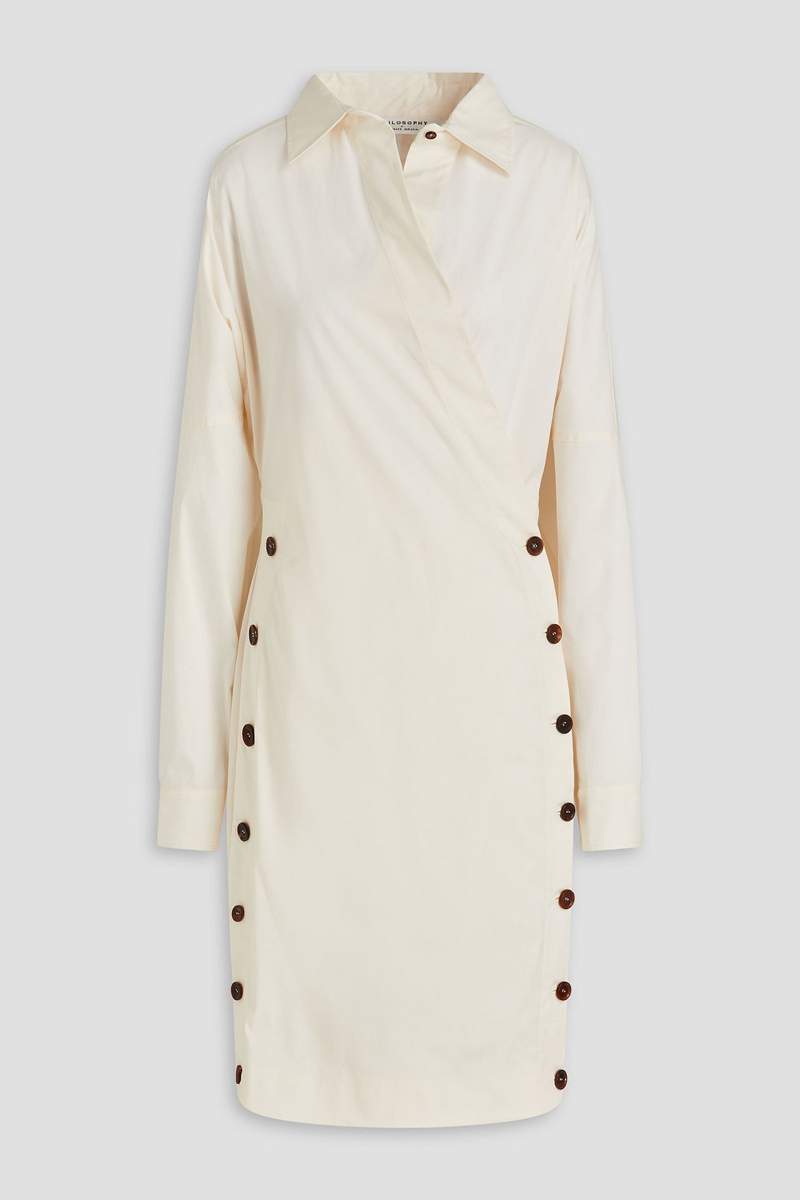 philosophy di lorenzo serafini - button-detailed cotton-blend wrap dress - white - it 36
