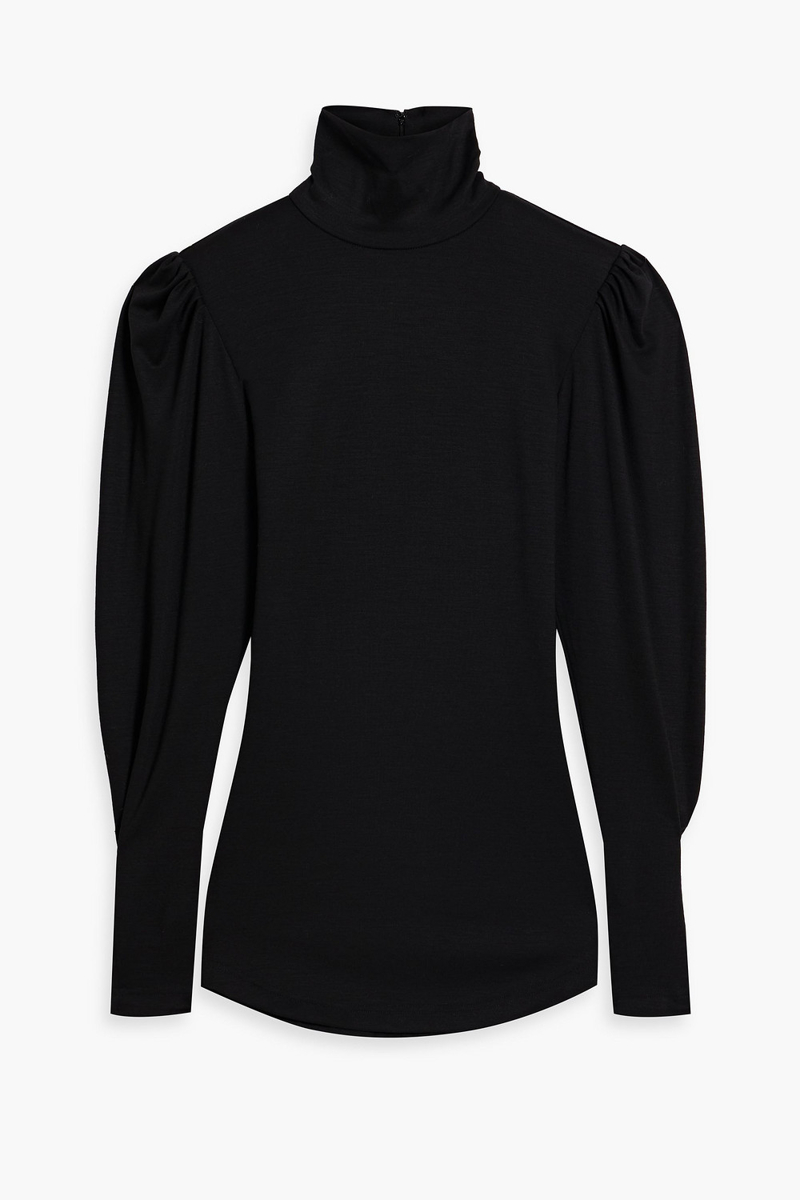 isabel marant - gavina wool-jersey turtleneck top - black - fr 34
