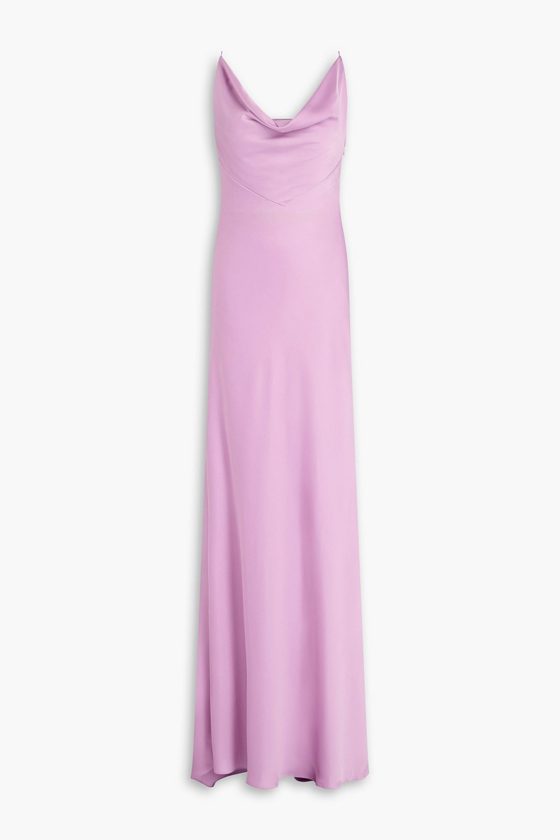 rhea costa - lace-up draped stretch-satin gown - purple - it 38