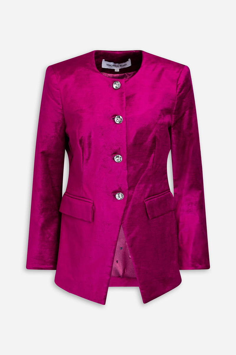 veronica beard - cencia cotton-blend velvet jacket - purple - us 8