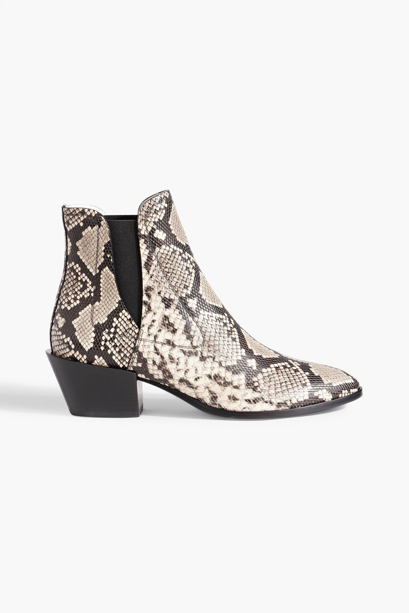 Tod's - Snake-effect leather ankle boots - Animal print - EU 39