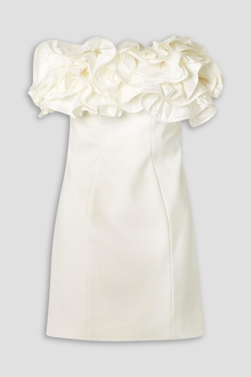 carolina herrera - strapless ruffled crepe mini dress - white - us 0