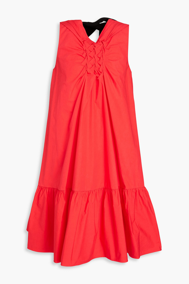 Roksanda - Woven cotton-poplin mini dress - Red - UK 12