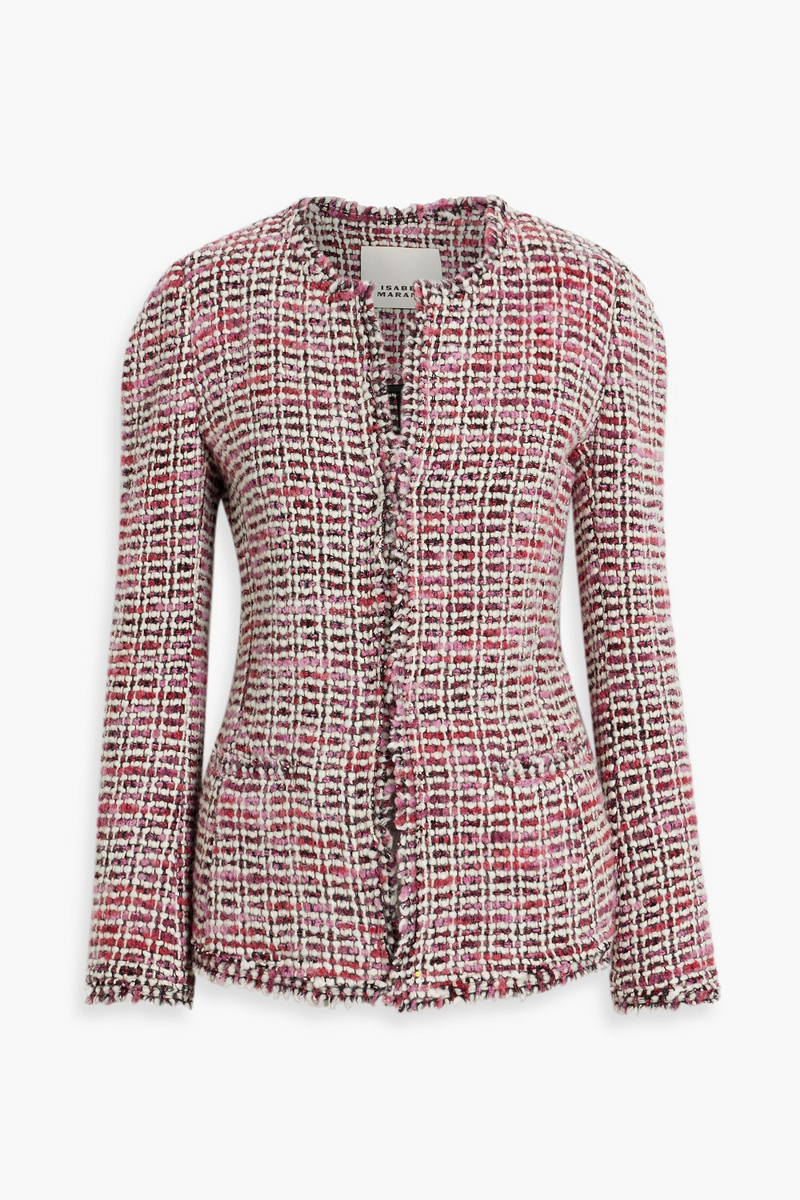 isabel marant - penia wool-blend tweed jacket - pink - fr 34