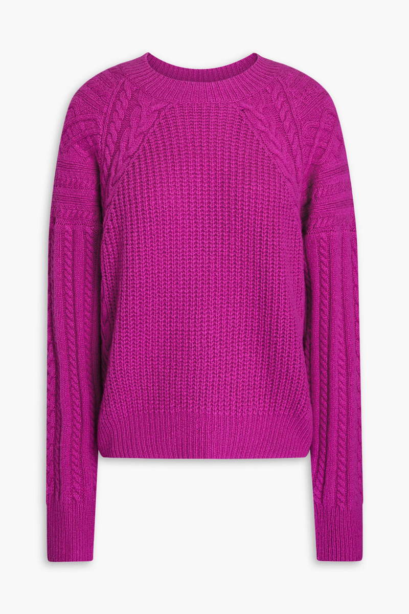 autumn cashmere - shaker cable-knit cashmere sweater - purple - l