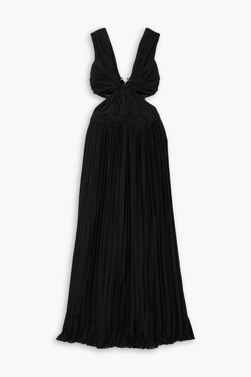 Chloé - Cutout pleated silk-chiffon gown - Black - FR 40