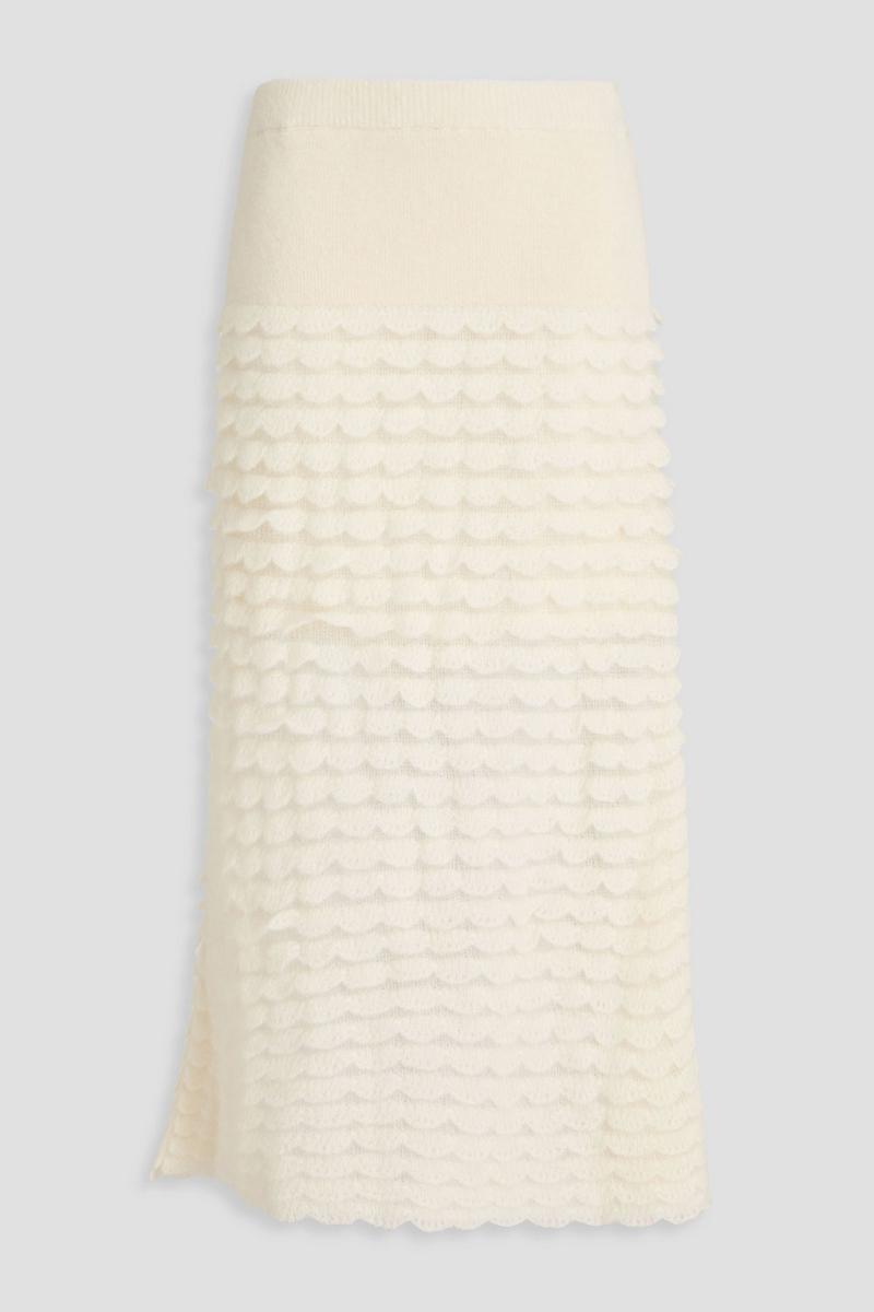 zimmermann - scalloped alpaca-blend midi skirt - white - 1