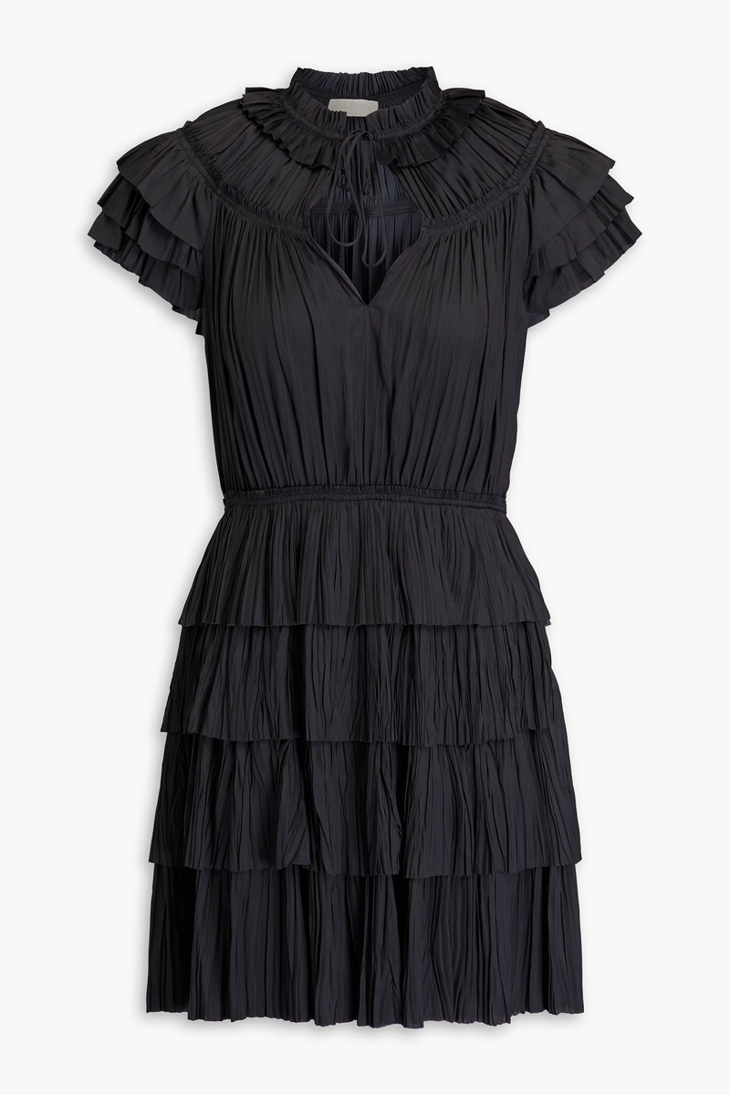 Ulla Johnson - Vesna plissé-satin mini dress - Black - US 0